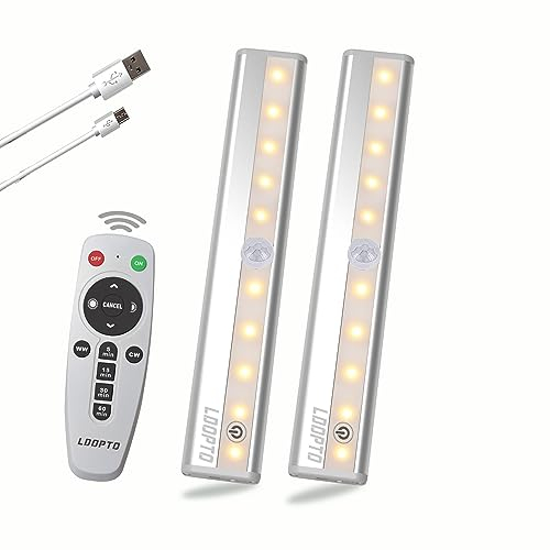 Schrankbeleuchtung LED mit Fernbedienung 2 Stück Schranklicht Schrankleuchte Led Leiste Batterie USB Wiederaufladbar Unterbauleuchte Küche für Kleiderschrank, Treppe, Kofferraum, RV