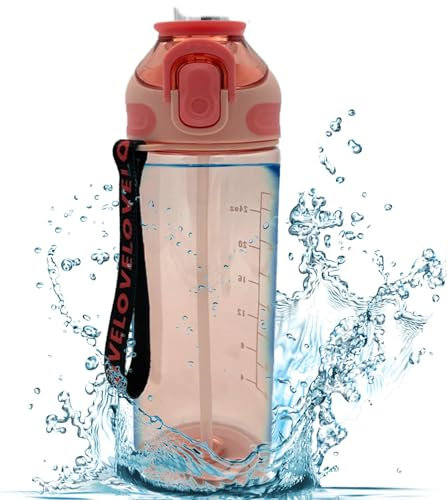 Smart Design Sip on Ergonomic Clear 800ml Water Bottle - Leakproof, BPA-free, Carry / Hook on Clip, Lock Mechanism, Gym, Home, Office, Sports Drink, Juices, Drinks, Outdoor, Biking, Hiking, Camping