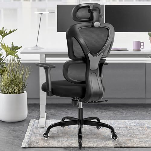 DoChair Bürostuhl Ergonomisch Schreibtischstuhl Drehstuhl mit Lordosenstütze, Verstellbarer Kopfstütze und 3D Armlehne, Einstellbare Höhe und Neigung(90°/110°/135°), Maximale Tragfähigkeit 150 kg