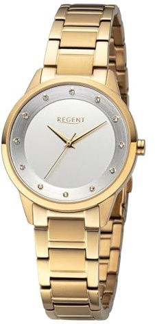 REGENT Damen Armbanduhr Analog Metallarmband Gold UR2212807 Analoguhr