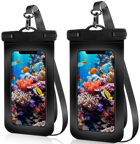 Pochette Étanche Smartphone, Lot de 2 Pochette Telephone Portable Etanche IPX8 pour Téléphone iPhone 15/14/13 Plus Pro Max, Samsung, Xiaomi Redmi Note, Samsung et jusqu'à 7 Pouces
