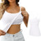 Reise Must Haves BH Hemden Damen ohne bügel Baumwolle Tanktop mit integriertem BH Shirt mit BH integriert blusentop Damen Sommer ärmellos Damen unterhemden Weiss spaghettitraeger