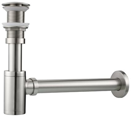 Siphon de lavabo avec bonde universelle - Siphon tubulaire - Bonde de lavabo avec bonde en laiton - Pop Up - Chromé