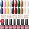 PEACECOLOR UV Nagellack Set,10 Farben Lacke Weihnachten Farbe Silber Rot Grün Gelb Gel Nagellack UV und 5 Blatt Aufkleber Nagel Dekorationen für Weihnachten Design 7ML
