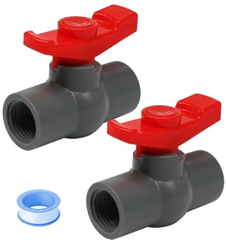HayEastdor 2 Stück 3/4 PVC-Kugelhahn-Gewinde-PVC-Kugelhahn, 3/4-Zoll-Sprinklerventil-Rohrverschraubungen, Kugelhahn-Adapter-Anschlüsse HE058-3/4