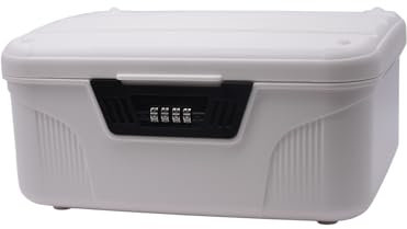 Toolzia Lockable Medicine Storage Box with Combination Lock, Hygienic Medication Storage Organizer Household Security Stash Box Lightweight Storage Container For Home, Office, School - White