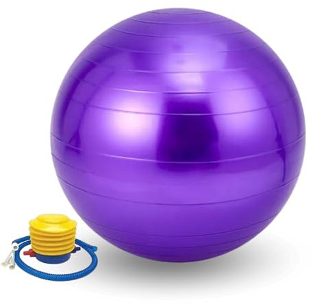 Ballon de Yoga 55 cm. Ballon de Pilates en PVC Antidérapant.Ballon d'exercice d'entraînement, Fitness, Femme Enceinte.Fitball Résistant pour Étirements, Équilibre,Relaxation avec Gonfleur Inclus.