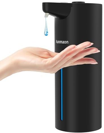 Aunmaon Automatic Soap Dispenser Touchless, Modern, Black, Hands-Free, Adjustable Volume, Long Battery Life, Compatible with Thick & Thin Soap, Ideal for Bathroom & Kitchen