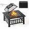 Xbro Brasero Exterieur pour Jardin Terrasses avec Pare-étincelles,3 en 1 Multifonctionnelle Brasero,Brasero Exterieur Barbecue avec Grille, avec Housse de Protection Imperméable,Noir,81 x 81 x 35 cm