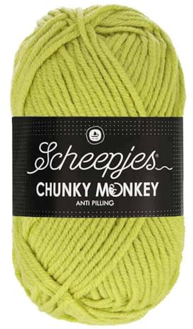 Scheepjes Chunky Monkey Aran Weight Yarn | 100g Ball | Anti-Pilling Acrylic | Soft & Hypoallergenic for Knitting and Crochet Blankets, Toys & Garments (1822 Chartreuse)