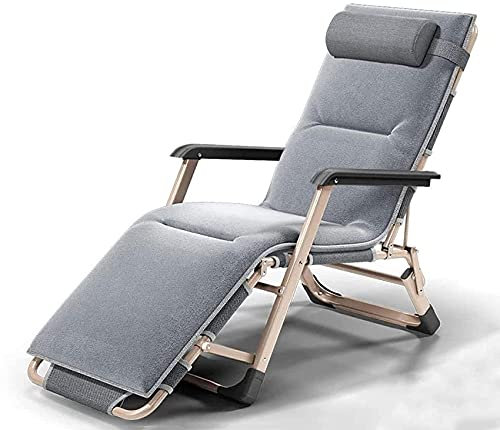SJHDHDA Liege, Premium -gepolsterte Schwerkraftstuhl Schwere Outdoor -Falt- und Liege -Sonnenliege mit Kopfkissen aus Stahlrahmen für Terrassengarten Outdoor Balkon Büro LUN Learned extensively
