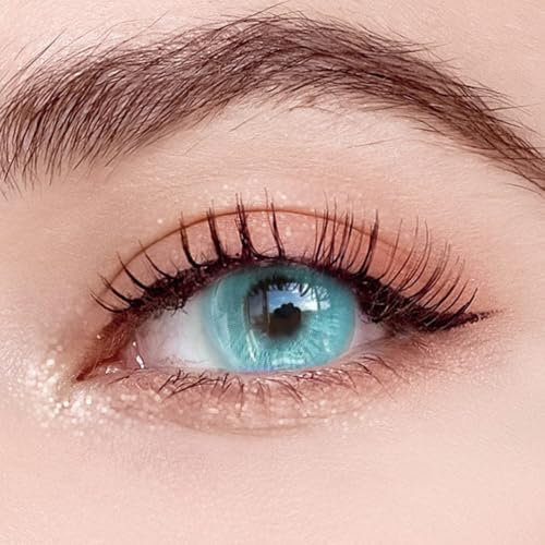 1 Paar Blau Monatslinsen Mit Stärke. 1-Month Kontaktlinsen 'Nebliger blauer Kristall', leicht einzusetzend - Topqualität für Cosplays, Fasching, Karneval und Halloween (-4.75 Dioptrien)