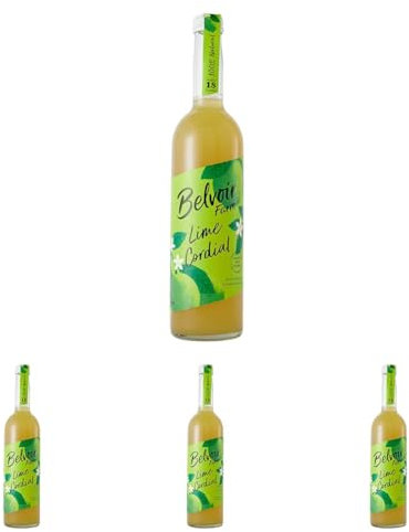 Belvoir Farm Lime Cordial - Fresh Pressed Lime Juice | Zingy Citrus Taste | Traditional Family Recipe | 100% Natural Ingredients | Suitable for Vegetarians & Vegans - single 500ml Bottle (Pack of 4)