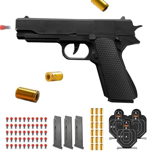Pistolet Jouet,Pistolet Jouet avec Balles Souples,avec 3 Chargeurs et 50 Balles,Pistolet Jouet Enfant,Pistolet Balle en Mousse,pour Enfants de Plus de 14 Ans pour Jeux de Plein Air