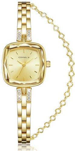 CIVO Klein Armbanduhr Quadrat Damen: Analog Quarz Minimalistische - Gold Edelstahl Damenuhr Business Abendmode Frauen