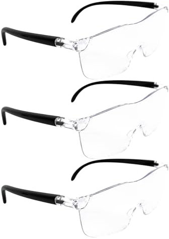 3 Stück Lupenbrille 300% ​​Vergrößerungsbrille​​, ​​Leselupe mit PC-Material, Magnifying Glasses Anti- Blaulicht, Lupenbrille für Brillenträger Brillenlupe​​, für Senioren Lesen , Nähen, Handarbeiten