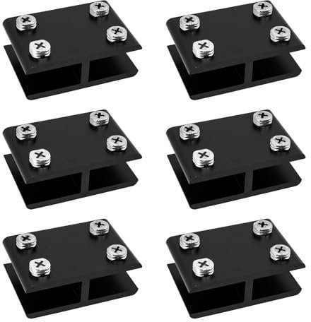 Cokritsm Attache de Verre pour Épaisseur 10-12mm, Support de Tablette en Verre Réglable, Fixation à 180 Degrés pour Armoire/Placard (6 Pièces Noires)