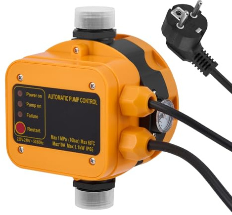 pumpensteuerung Elektronischer Druckschalter – Pumpensteuerung Druckwächter, mit Kabel bis 10 Bar, Gartenbewässerung elektronische Pumpensteuerung Hauswasserwerk Trockenlaufschutz