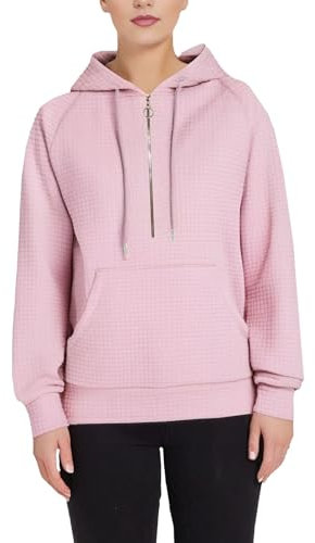YCBMINGCAN Felpa con cappuccio, da donna, con cerniera, per le mezze stagioni, tinta unita, con cappuccio, con cerniera, leggera, aderente, con cappuccio, Colore: rosa., S