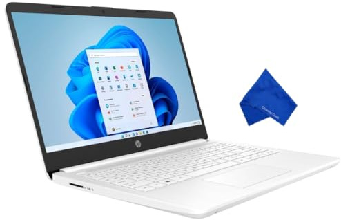 HP 14-dq3000dx 14 HD Laptop, Intel Celeron N4500, 4GB DDR4 RAM, 64GB eMMC, Intel UHD Graphics, Windows 11 Home, Wi-Fi 6, Fiocco di neve bianco