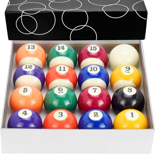 Billiard Balls Set, 5.7 cm Regulation Size, Professional Grade Resin, Complete 16-Ball Set