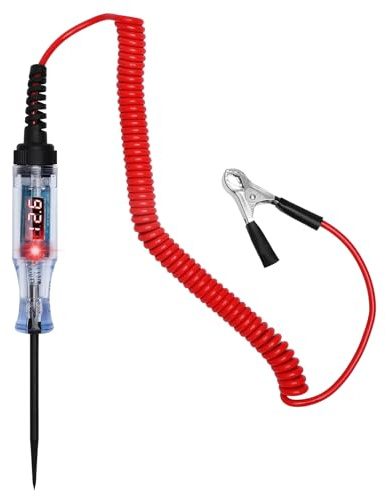 Tester di corrente per auto con LED e display digitale, tester di tensione 12 V 24 V, con morsetto a coccodrillo e cavo a molla, lampada di prova per fusibili auto, test di tensione, strumento