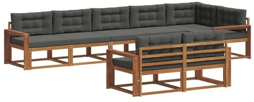 vidaXL Outdoor-Sofagarnitur mit Kissen 8 pcs Natur und Anthrazit, Akazienholz-Sofa, modernes Outdoor-Möbel, Garten-Lounge-Set, langlebige Terrassen-Couch, vielseitige Poolbereichs-Sitzgelegenheiten