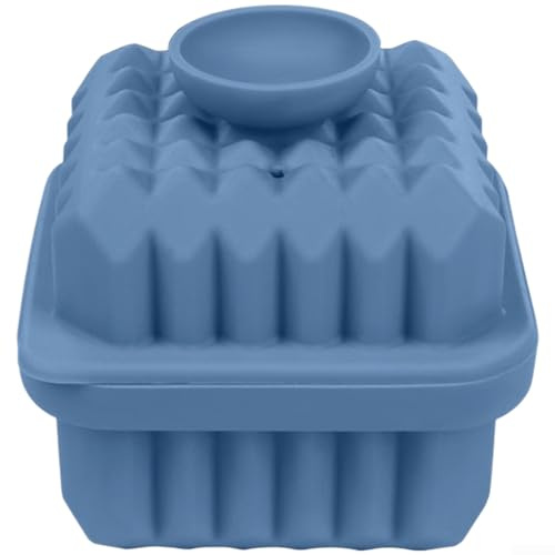 Large Silicone Ice Cube Tray Set with Funnel Lid, 50mm Silicone Ice Cube Square Molds for Whiskey Cocktails, Quick Release Reusable Bar Tools, 3 Piece Kit (Blue)