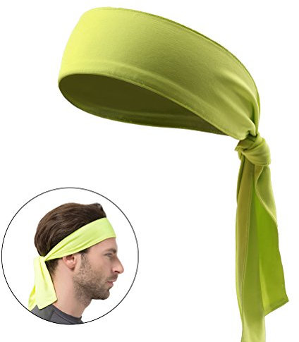 Frcolor Kopf Krawatte Sport Stirnband Krawatte Stirnband für Frauen und Männer Schweißband Kopf Krawatten Ideal für Laufen Ausarbeiten Tennis Karate Leichtathletik (Fluoreszier Gelb)