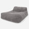 Lounge Pug Schlafsofa Sitzsack für Erwachsene, Pom-Pom Waffelstof Anthrazit, Doppel-Daybed & Chaiselongue-Stil