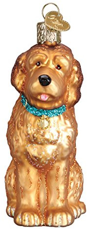 Old World Christmas Irish Doodle Glass Blown Ornament for Christmas Tree, Handcrafted Holiday Decoration, Dog Collection