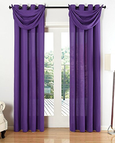 Gardinenbox Vorhang Set Blickdicht Schal Ösen Microsatin Segeltuch Querbehang lichtdurchlässig Deko Wohnzimmer HxB 245x140 cm Lila, 20405S4