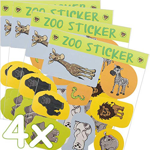 32-teiliges Sticker-Set * Zoo & ZOOTIERE * für Kindergeburtstag und Mottoparty | Kinder Aufkleber Tiere Party Set