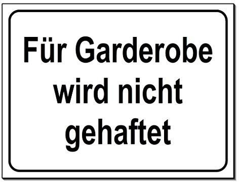 Für Garderobe keine Haftung-Schild-Aluminium Verbund-200 x 150 x 2 mm-Warnschild-Hinweisschild-Türschild (1269-20 x 15 cm mit Löcher)