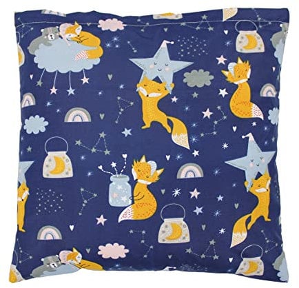 TupTam Kinder Kissenhülle Kissenbezug Dekorativ Gemustert Kinderzimmer, Farbe: Füchse Sternbild/Dunkelblau, Größe: 80 x 80 cm