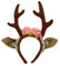 Amakando Niedlicher Geweih-Haarreifen mit Blüten/Braun-Rosa/Blüten-Haarschmuck Rentier/EIN Blickfang zu Karneval & Mottoparty