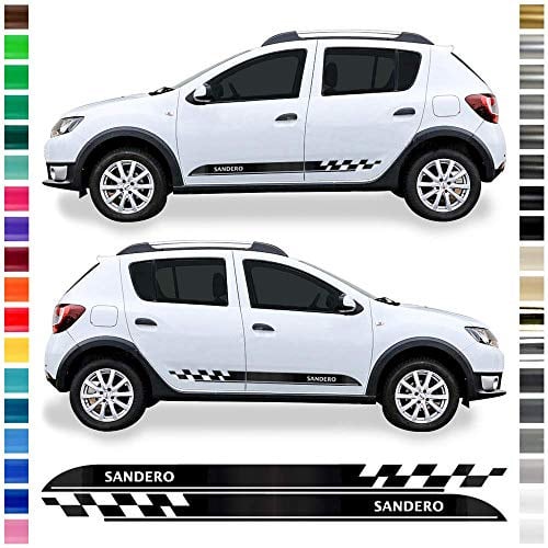 Auto-Dress Seiten-Streifen Aufkleber Set/Dekor passend für Dacia Sandero in Wunschfarbe (Farbwunsch)