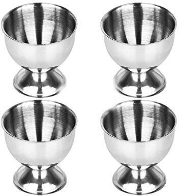 ZOZOSEP Hueveras Soporte para Huevos huevera Bandeja de Acero Inoxidable pasados por Agua de 4 Piezas