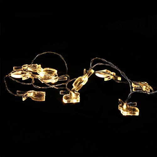 SOLUSTRE Ostern Lichterkette LED Kaninchen 10 LEDs OHNE Batterie Transparente Osterhasen Figuren Schnur Licht Außen Innen Beleuchtet Ostern Festival Party Wand Fenster Hängend Dekoration