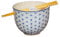 Sass and Belle Sashiko Pattern Noodle Bowl with Chopsticks