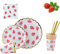 MaitianGuyou Service de table jetable pour fête sur le thème de la fraise, fournitures de décoration comprenant assiettes, serviettes et tasses pour fête de fruits, fête prénatale, pour 20 invités