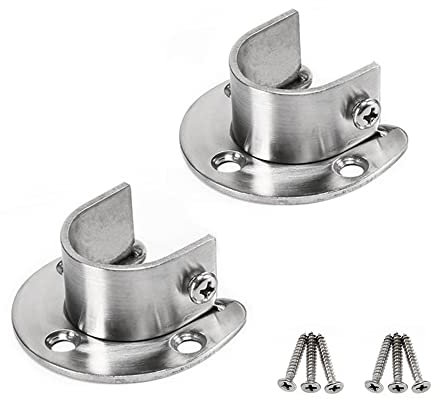 KAFENDA 25mm Stainless Steel Wall Mount U-Shape Clothes Pole Holder, Flanged Pole Socket (Two Pieces)