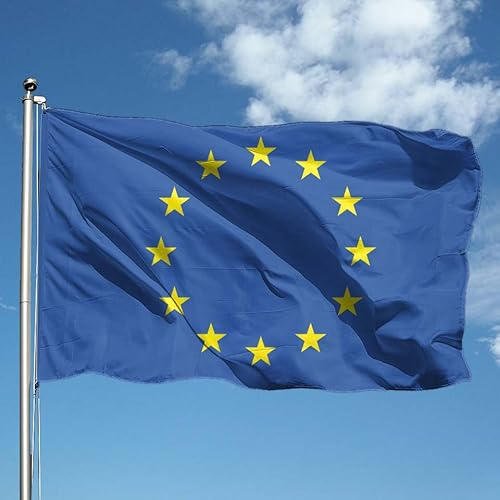 Flagge Europa 90 x 150 cm aus Polyester mit umlaufender Saum und Öse.