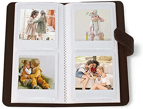 TUHONG Mini-Fotoalbum für Fujifilm Instax Square SQ6, 80 Taschen, Premium-PU-Leder-Folienetui für Instax Square SQ1/SQ10/SQ20/SQ6 Instax-Kamera und Share-SP-3 Polaroid-Drucker, Schwarz, M