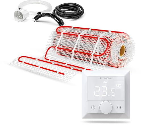 Termofol Set Heizmatte mit Thermostat - Elektrische Fußbodenheizung fur Badezimmer, Wohnzimmer und Küche - Heizfolie mit Heizkraft 150W/m2 - Oberfläche 1,0 m² - Mit digitalem Heizungsthermostat