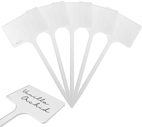 Elixir Gardens Plastic T-Shaped Labels | Plant, Pot & Flower Labelling | SL250 - White x 50