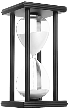 ChrisXiao Sanduhr, schwarz, Holz, 30/45/60 Minuten, Sanduhr-Timer für Zuhause, Schreibtisch, Klassenzimmer, Küche, Restaurant, Büro, Wohnzimmerdekoration (30 Minuten, weißer Sand)