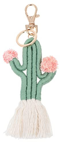 SOIMISS Gewebt Kaktus Keychain Handgemachte Böhmische Quaste Schlüsselanhänger Kaktusanlage Anhänger Boho Schlüsselanhänger Geschenk Schmuck für Frauen Mädchen Junge