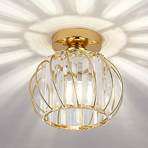 Chao Zan 1 Stück - Deckenlampe Vintage Metallkäfig Kristall Glas Pendelleuchte für Küche Wohnzimmer Schlafzimmer Esszimmer Cafe Restaurant E27 Deckenleuchten(E27 Glühbirne nicht enthalten)