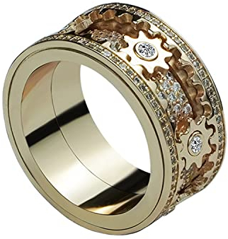 AMZCOM Spinner Ringe für Damen & Frauen, Zappelringe Edelstahl, Anti Angst Ring, Stressabbau, Fidget Ring, Gold